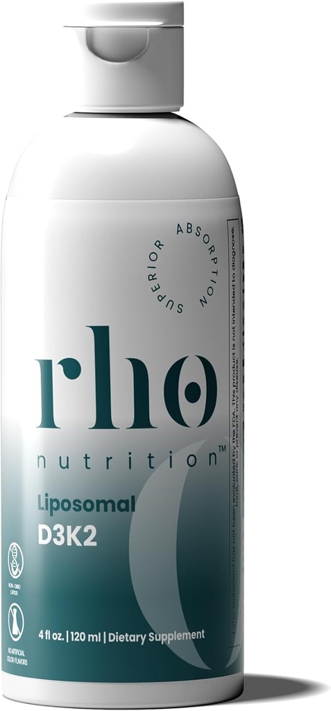 Rho Nutrition Liposomamal D3K2 – Vitamines liquides ultra-hautes Absorption D3 et supplément K2 – stimule le système immunitaire et la santé globale; soutient les os et les muscles forts, et un cœur en santé