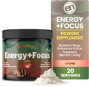 EarthNutri Energy + Focus Powder Supplement - Energy Boost & Helps Concentration with PeakO2, AlphaSize, Cognizin, PurCaf, Theacrine, Acetyl L-Carnitine L-Tyrosine – Lychee Flavor - 20 portions (171g)