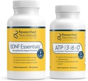 Recherche en nutrition Groupe de vieillissement en santé - BDNF Essentials Soutien à la santé cérébrale et à la neuroplastie (120 capsules) et ATP 360 Complexe énergétique mitochondrial et cellulaire (90 capsules)