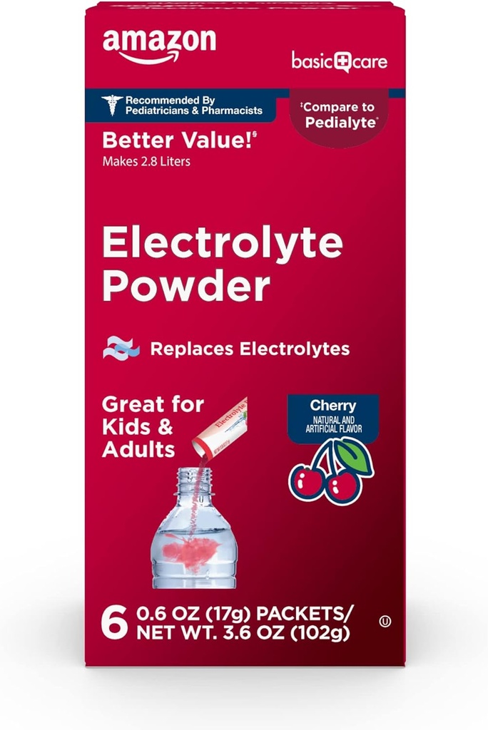 Soins de base en poudre d'électrolyte pour enfants et adultes, Cherry Flavor, 6 chiffres (paquet de 1)