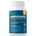 Dr Tobias Ashwagandha Capsules, 1300mg Extrait de racine biologique Ashwagandha par portion de poivre noir, Adaptogène calmant, supplément énergie et focus, 60 capsules végétariennes