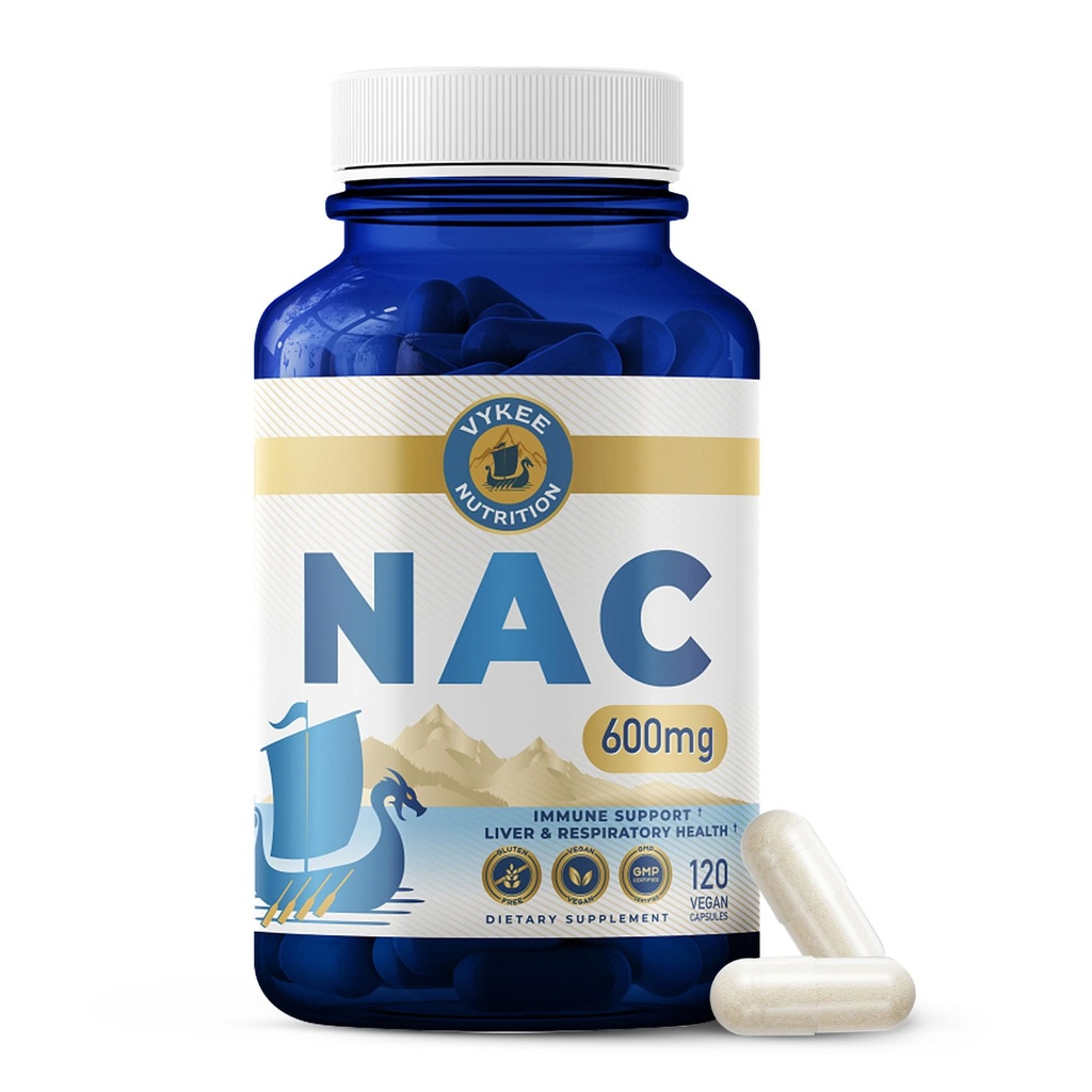 Vykee Nutrition Capsules NAC 600 mg N acétyl L Cysteine - Supplément quotidien NAC pour le soutien de la santé hépatique et l'équilibre immunitaire - Vegan Non-OGM - 120 capsules