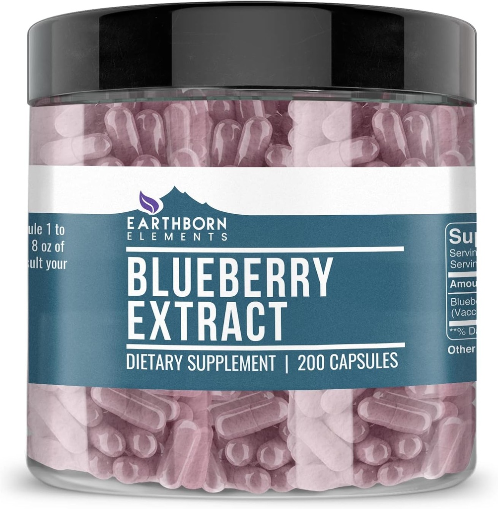 Earthborn Elements Blueberry 10:1 Extract Capsules, Pure & Undiluted, No Additives