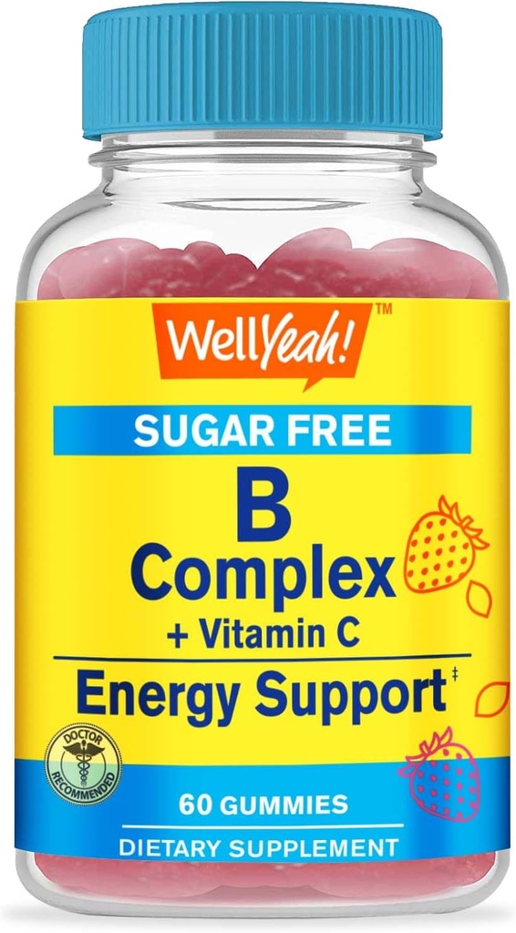 Eh bien oui Vitamine B complexe sans sucre Gummies avec la vitamine C, acide folique
