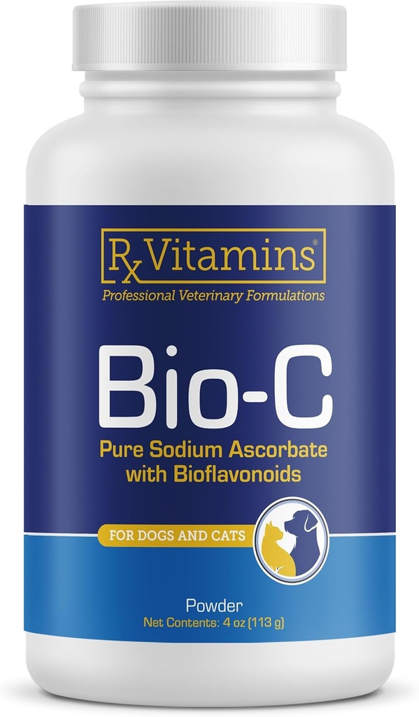 Rx Vitamins Bio-C - Vitamin C for Dogs and Cats - with Lemon Bioflavonoids for Allergy Relief - Immune Support Supplement - Promotes Healthy Coat and Skin - Joint Supplement - 4 oz
