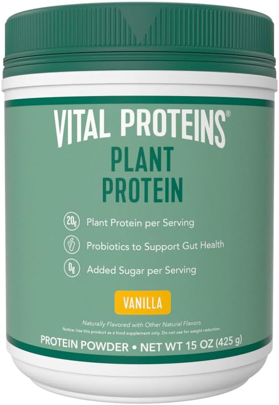 Protéines vitales Poudre de protéines – 20g Protéines à base de plantes avec du pois chiche – 1B CFU Probiotique pour la santé des gorgés, Pas de sucre ajouté – Vanille, 15 oz