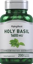 Pipeping Rock Holy Basil Capsules de 1600 mg de 200 pilules Extrait de feuille d'herbe de 200 pilules Supplément pour les femmes et les hommes