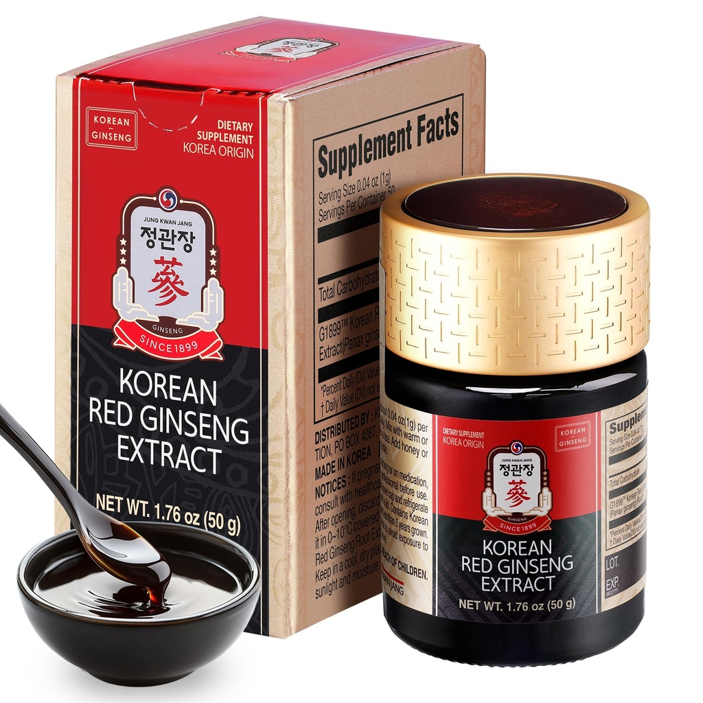CheongKwanJang [Extrait concentré de Ginseng de Panax rouge coréen 50g] - 100 % Racines de Ginseng coréennes âgées de 6 ans, boosts système immunitaire, énergie, stamina, guérison/récupération, focus/fatigue
