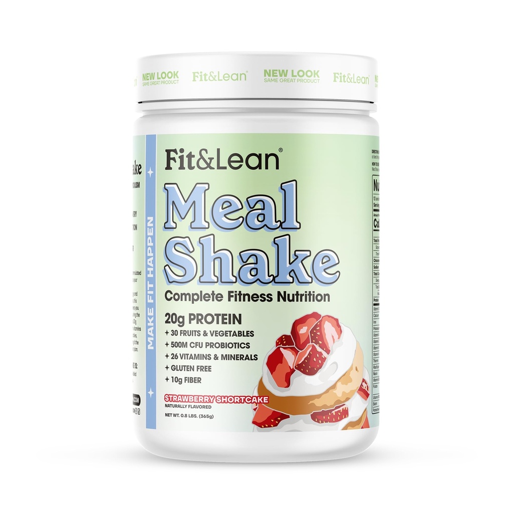 Fit & Lean Meal Shake, Fat Burning Meal Replacement, Protein, Fiber, Probiotics, Strawberry Shortcake, 0.8 lbs (365 g),10 Servings Per Container