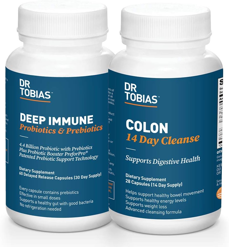 Dr Tobias Digestive Kickstarter Bundle avec Colon 14 Day Cleanse & Deep Imune Probiotiques & Prébiotiques