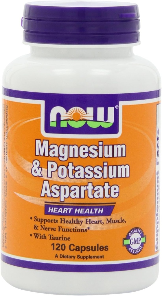MAINTENANT Magnésium et Potassium Aspartate W/ Taurine, 120 Capsules (paquet de 2)