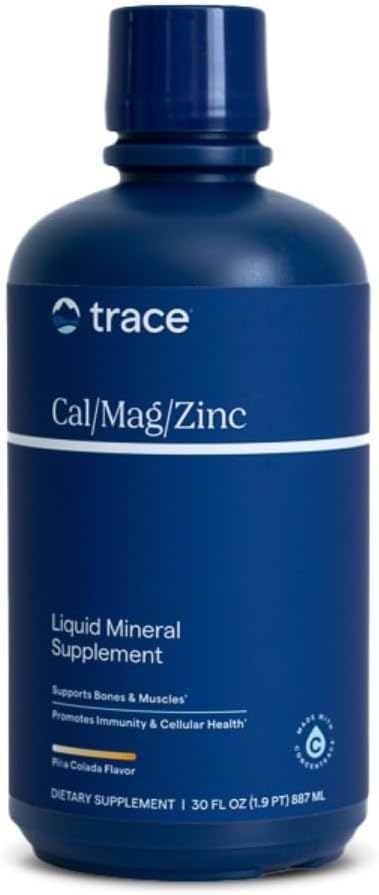 Trace Minerals (en anglais seulement) Cal liquide/Mag/Zinc (en anglais seulement) Calcium, magnésium, zinc, supplément de vitamine D3 (en anglais seulement) Supporte les tissus normaux, les muscles et la densité osseuse (en anglais seulement) Piña Colada Flavor (en anglais seulement) 32 portions, 32 fl oz.