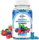 Creatine Monohydrate Gommies pour hommes et femmes, Chewables Creatine Monohydrate avec vitamine B12 pour la croissance musculaire et la récupération-Vegan, mélange de fleur de baie, 60 Gommies