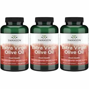 Huile d'olive extra vierge de Swanson - Supplément naturel appuyant la santé cardiovasculaire avec/des acides gras essentiels - Fabriqué avec/des fruits d'olive à pression froide organiques - (120 softgels, 1g chacun) 3 pack