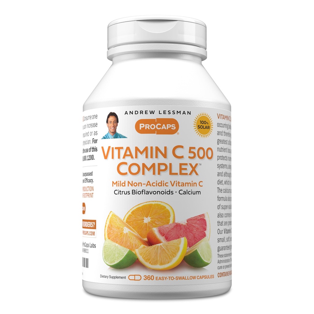 ANDREW MOINSMAN Vitamine C 500 Complex 360 Capsules - Vitamine C non acide Plus Citrus Bioflavonoïdes pour le système immunitaire et le soutien anti-oxydant, pas de mise bas de l'estomac, petites capsules faciles à avaler
