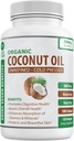 Capsules d'huile de coco bio 2000mg - 100% vierge extra, pressé à froid pour une peau saine, croissance supplémentaire des cheveux, soin des ongles, booster cerveau - 120 Softgels - Pilules pures et non OGM non raffinés - Riche en MCT