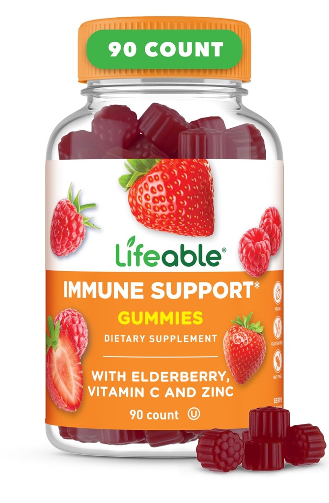 Soutien immunitaire vivace Gommies pour les adultes , Vitamine C et Zinc , Grande Dégustation Supplément de soutien immunitaire Gommies , Immunity Gommies pour les adultes , les hommes , les femmes 90 Gommies