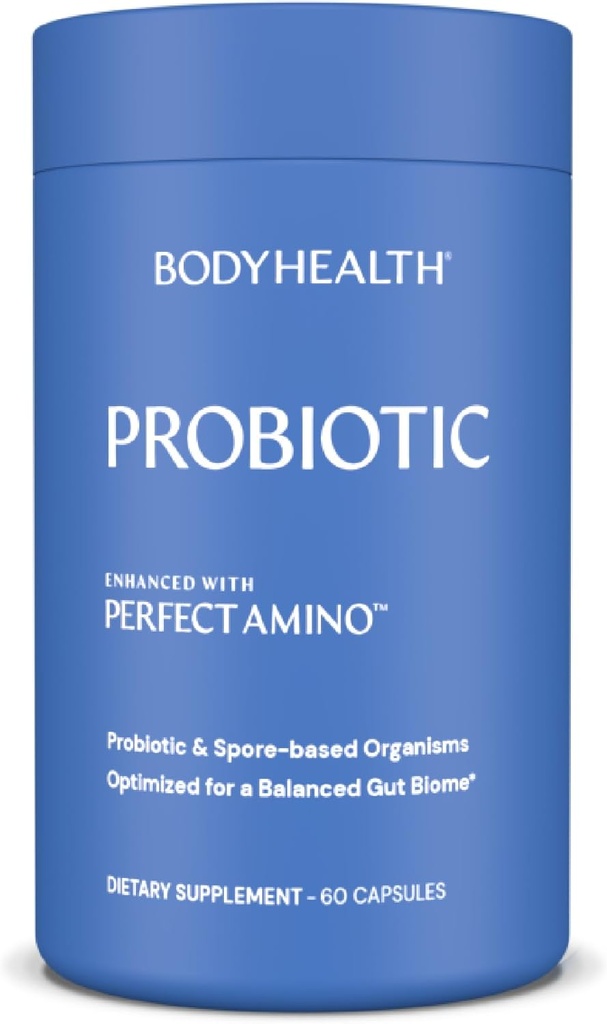 Probiotique BodyHealth amélioré avec PerfectAmino pour les femmes et les hommes, Spore based with Bifidobacterium, Lactobacillus Salivarius, Lactobacillus Acidophilus - 60 Capsules