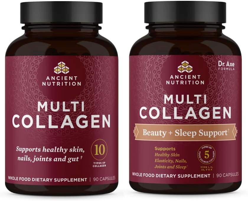 Nutrition ancienne Capsules Multi Collagène, 90 Nombre + Capsules Multi Collagène, Beauté et Sommeil, 90 Nombre
