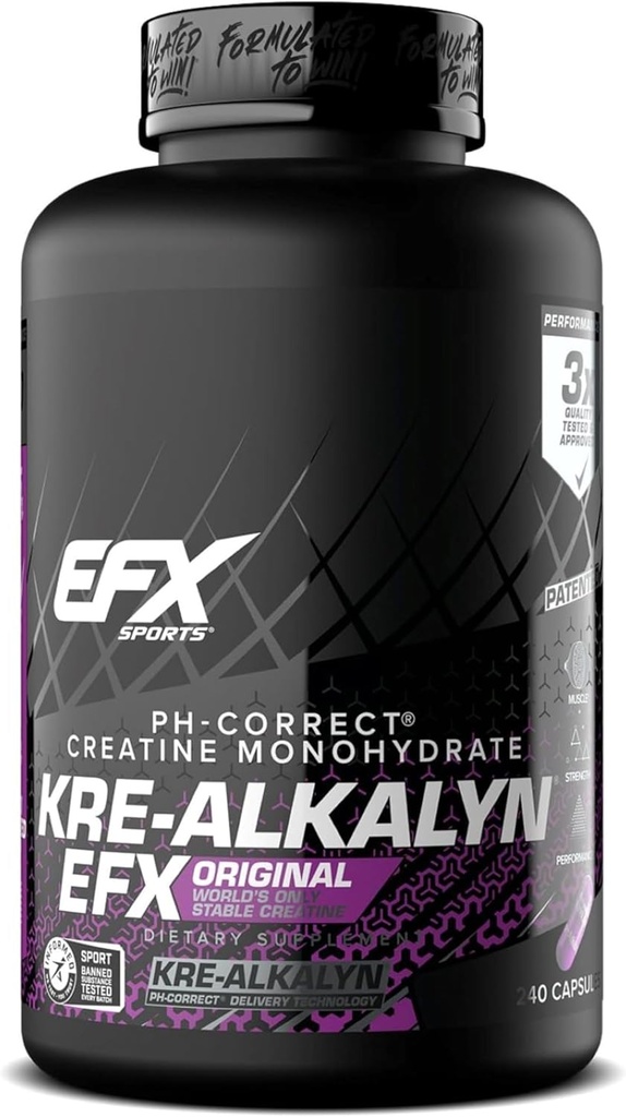 EFX Sports Kre-Alkalyn EFX. pH correct Supplément de pilule monohydraté de créatine.