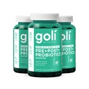 Goli complément nutritionnel, pré+post+probiotiques Gummy - 180 Comte - Premier 3-en-1 sans gluten, végétalien, non-OGM et sans gélatine au monde.