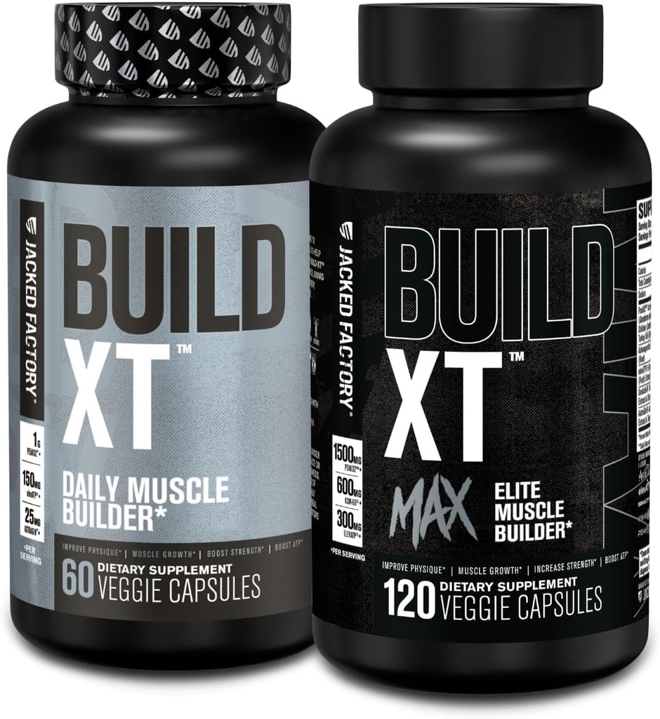Constructeur de muscles quotidien de l'usine Jacked-XT (60 Nombre) Constructeur de muscles Max Elite (120 Nombre)