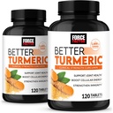 FORCE FACTOR Better Turmeric 2-Pack Joint Support Supplément avec Curcumine Turmère HydroCurc avec Pepper Noir, Soutien de la résistance clinique, 240 comprimés, Emballage blanc