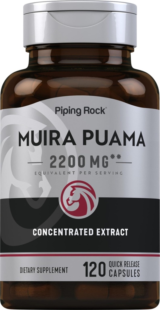 Piping Rock Muira Puama Root Extract 2200 mg de 120 Capsules pour hommes et femmes