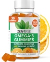 Zenwise Health Omega 3 Supplément gommy - Supplément Omega 3 sans Burpless avec le DHA et l'EPA Acides gras pour la santé immunitaire - Huile de poisson à source durable, huile de lin et vitamine E - 30 Gommies