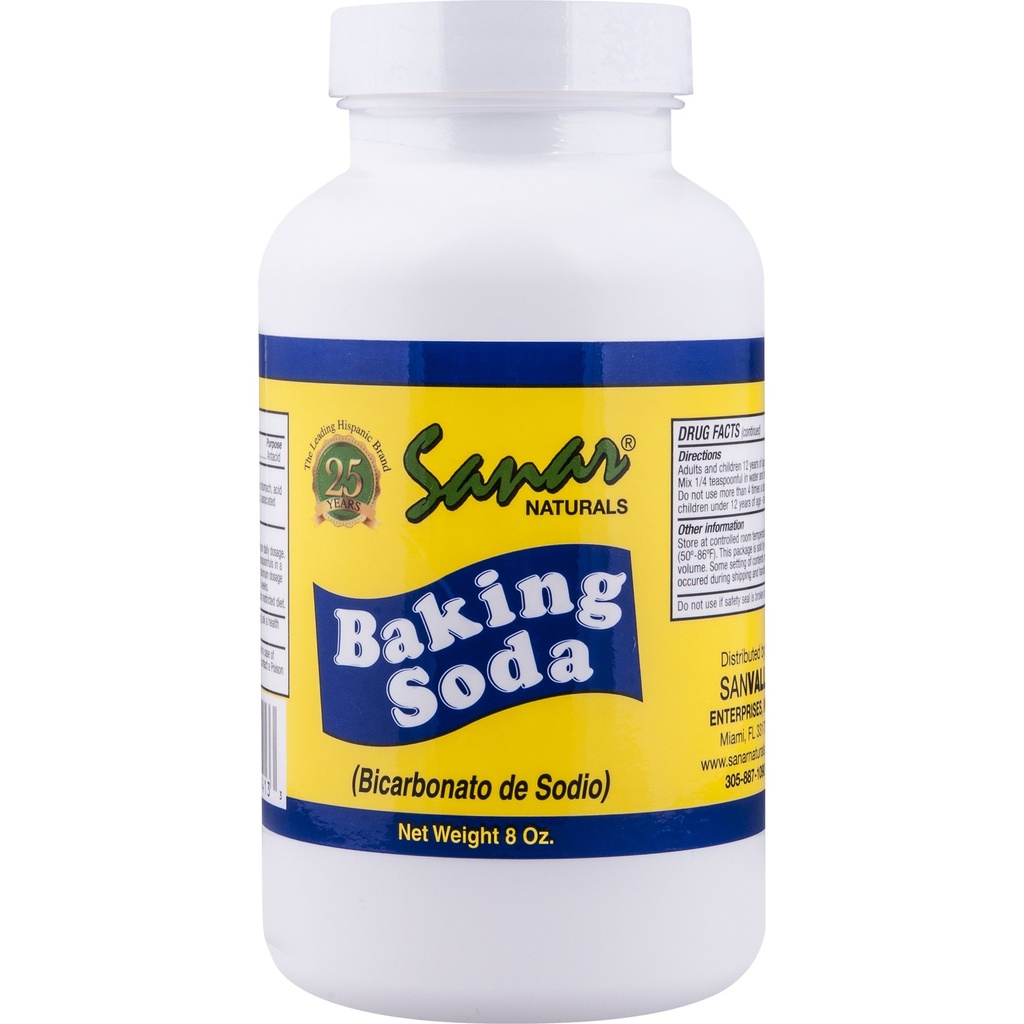 Sanar Naturals Bake Soda, 8 oz - Pour le soutien digestif comme antiacide, cuisson, nettoyage, désodorisation, et plus