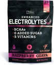 Boîtes de poudre d'électrolytes améliorées (Goyava framboise 20 paquets) w/ 0 Sucre + BCAAs + B-Vitamines Supplément d'électrolyte w Zinc potassique et Magnésium pour l'hydratation - Electrolytes kéto