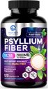Supplément de fibre de mousse de Psyllium 1500mg - Prébiotique végétalien, fibre soluble pour la santé quotidienne digestive et le soutien de la régularité, bouchons en poudre de Psyllium naturel, sans sucre, sans OGM et sans gluten - 120 capsules