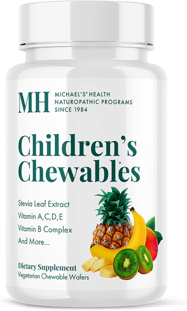 MICHAEL Santé Programmes naturopathiques Enfants Chewables - 60 Wafers végétariens - Fruit punch Flavor - Multivitamine et supplément minéral - Casher - 30 à 60 portions