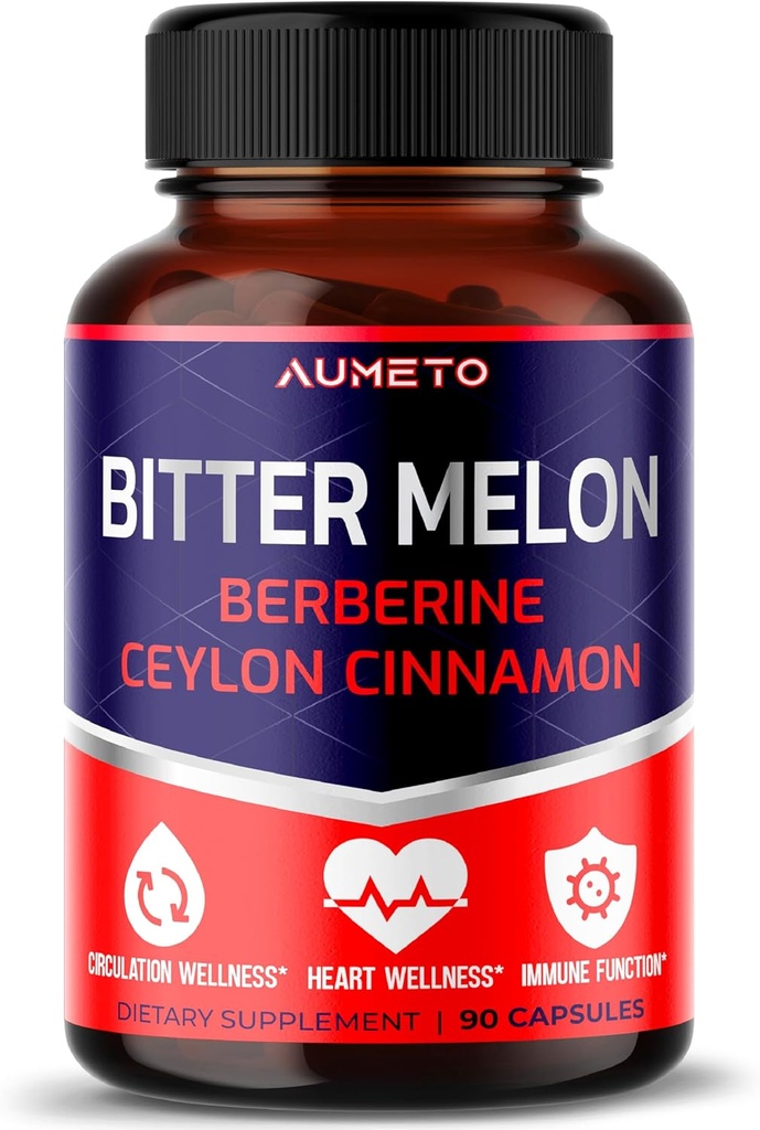 Capsules de Melon amère - Enrichi avec la cannelle Berberine Ceylan pour le bien-être circulatoire et la fonction immunitaire (90 Nombre (paquet de 1))