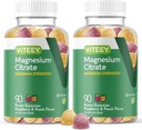 VITEEY Gommies de magnésium pour adultes - 255mg de Gummy de citrate de magnésium pour le calme, le sommeil, la nervosité et la fonction musculaire - Vegan, sans gluten - 180 Nombre