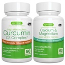 Complexe de Calcium et Magnésium d'algues + Complexe de Curcumine C3 à haute absorption, ensemble végétalien pour os, articulations et récupération de l'exercice, par Igennus