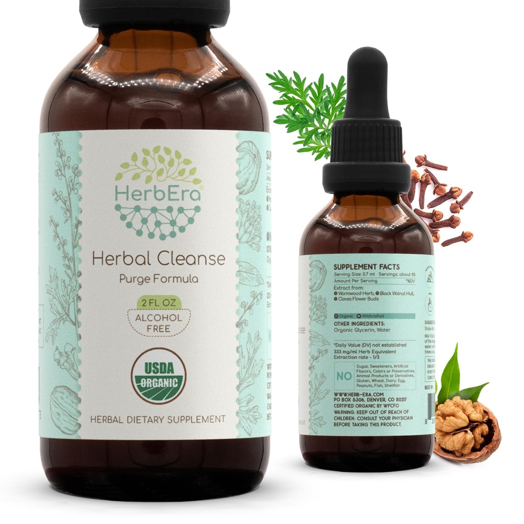HerbEra Nettoyez la teinture biologique sans alcool.Détox et formule de nettoyage, supplément d'extrait.