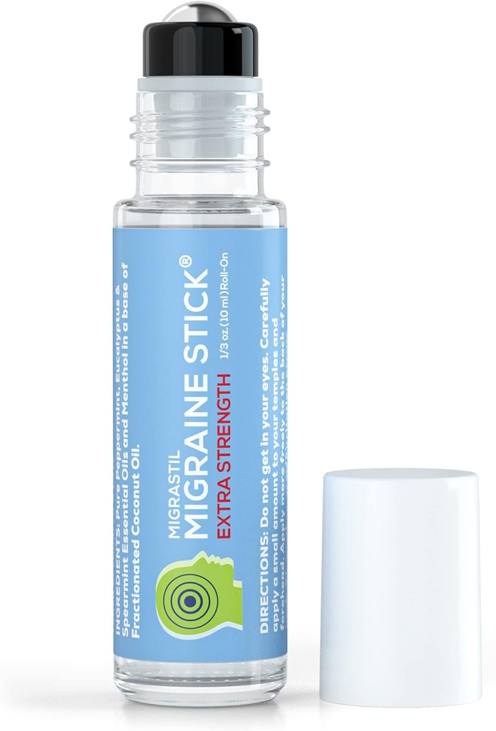 Basic Vigor Migrastil Extra Strength migraine Stick Formule avancée, forte aromathérapie Roll on comprend le menthol, les huiles essentielles, pas de lavande, fabriqués aux États-Unis.