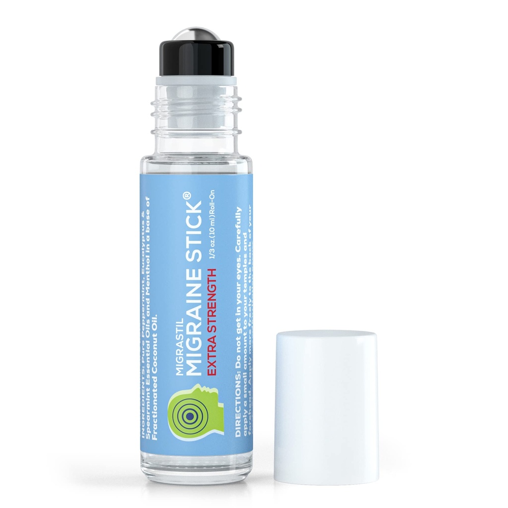 Basic Vigor Migrastil Extra Strength migraine Stick Formule avancée, forte aromathérapie Roll on comprend le menthol, les huiles essentielles, pas de lavande, fabriqués aux États-Unis.