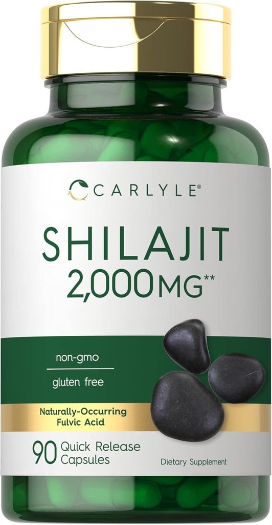 Carlyle Shilajit Capsules $ 2000mg $ 90 Comte $ Supplément sans OGM et sans gluten