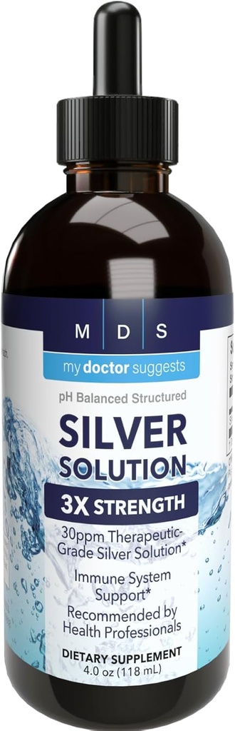 Alkaline Structured Silver Liquid 30ppm - Advanced Immune Support Liquid Drops - Extra Strength Colloidal Silver Mineral Supplements - Made in USA (4 oz)