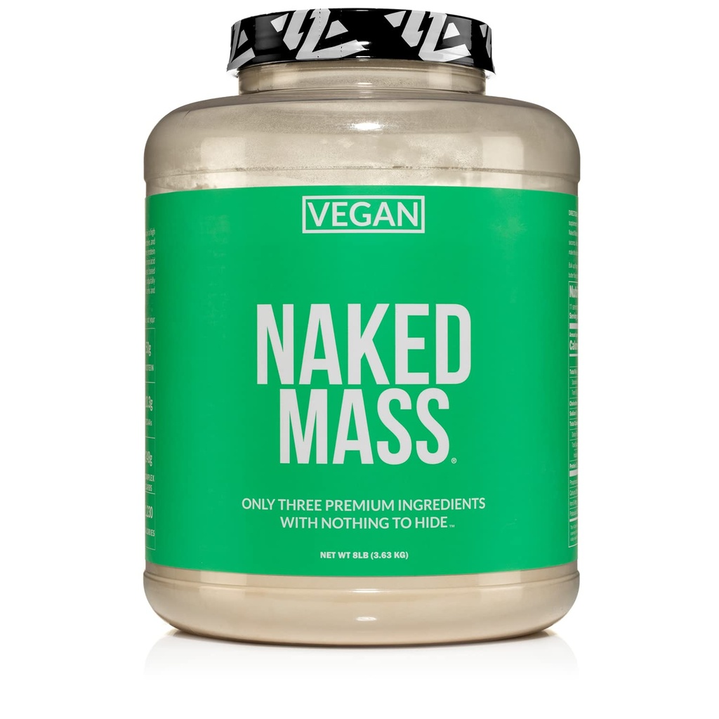 NAKED Masse végétalienne - Poudre naturelle de protéines de gain de poids végétalien - 1 230 calories, sans OGM, sans soja et sans gluten, sans ingrédients artificiels - vrac de 8LB - 11 portions