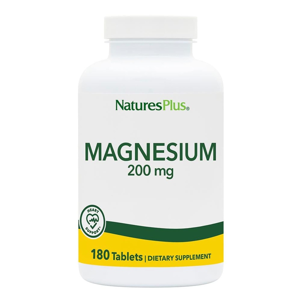 NaturesPlus Magnésium - 200 mg, 180 comprimés - Végétarien, sans gluten - 180 portions
