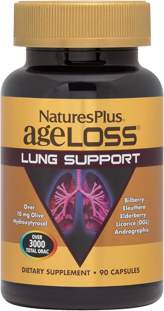 Natures Plus AgeLoss Lung Support - 90 Capsules - Vegetarian, Gluten Free - 30 Servings