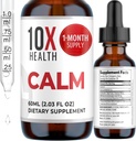 10X Santé Calm L Theanine Supplément gouttes liquides - 100mg L'Theanine gouttes et 100mg GABA suppléments pour soutenir les nerfs, le calme et le stress - saveur naturelle 2.03 Fl oz.
