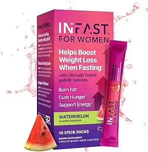 Mélange de boisson à jeun intermittente pour femmes - BHB Poudre de cétones exogènes avec électrolytes à jeun et extrait de café vert pour l'énergie Focus et le soutien de l'équilibre hormonal (Watermelon) - 10ct