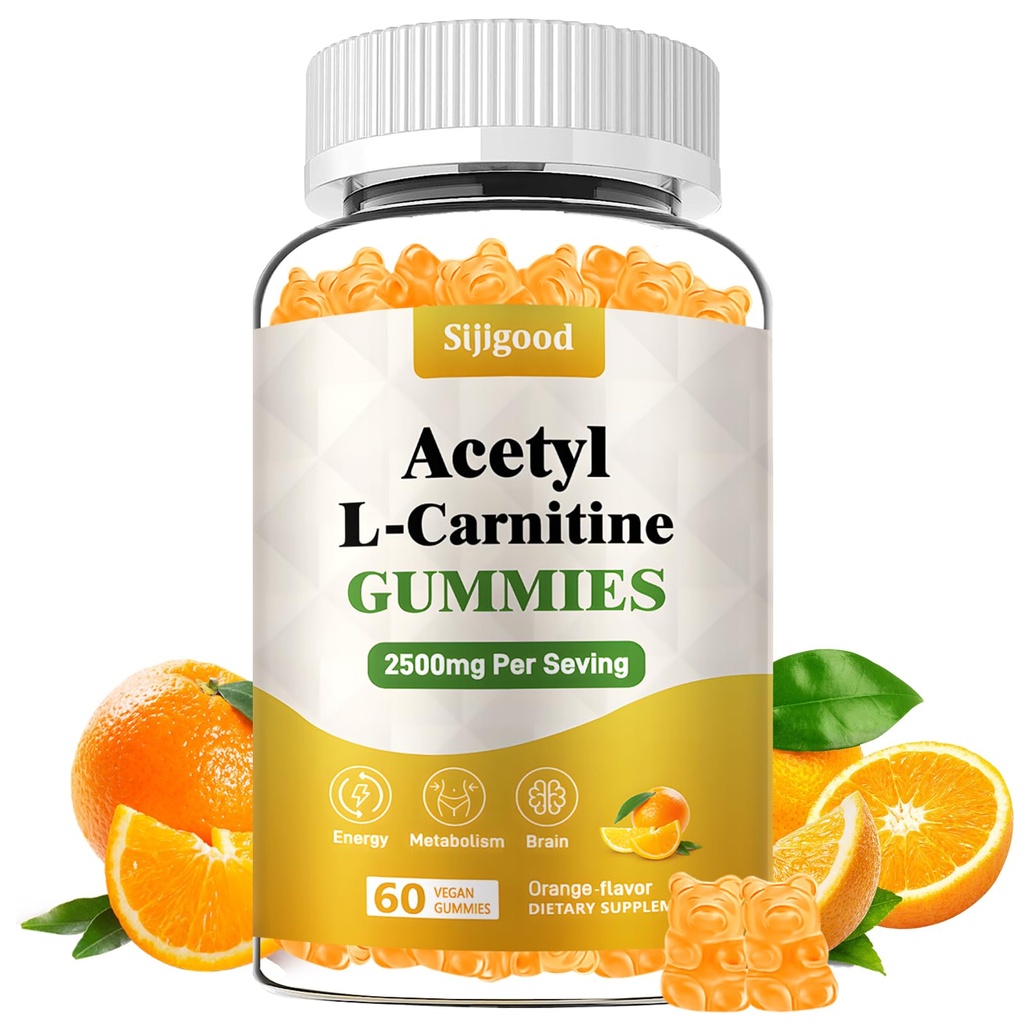 Supplément acétyl L-Carnitine, supplément nutritionnel naturel pour l'énergie boost, immunité, végétalien, saveur orange, 60 comte