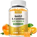 Supplément acétyl L-Carnitine, supplément nutritionnel naturel pour l'énergie boost, immunité, végétalien, saveur orange, 60 comte