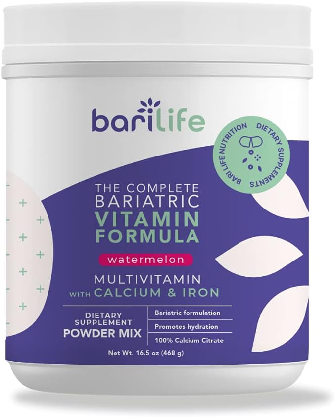 Bari Life Complete Bariatric - Supplément alimentaire Mélange de poudre, Citrate de calcium, Multivitamine, Fer - Vitamines bariatriques pour les patients à manches gastriques - (Watermelon, 60 portions)