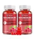Magnésium Gommies 600mg par portion-Magnésium Glycinate 400mg et Magnésium Malate 200mg, Supplément de magnésium sans sucre pour calmer l'humeur, les muscles, les os et l'énergie, 120 Gommies framboises